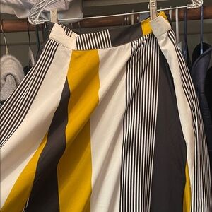 Striped Yellow, Cream and Black ankle length Skirt
